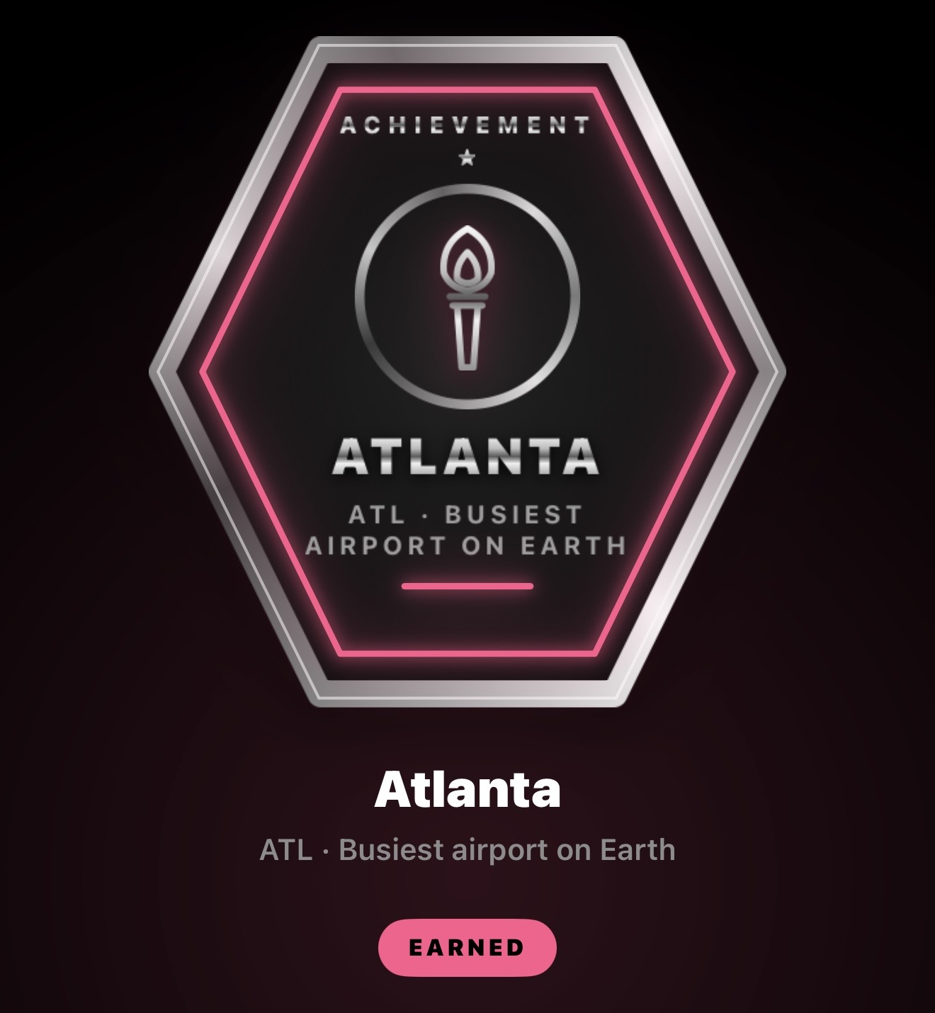 Atlanta achievement badge — ATL, busiest airport on Earth
